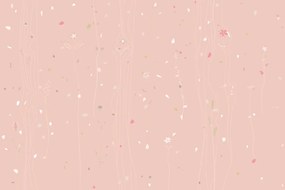 Carta da parati – Con motivo vegetale in versione rosa