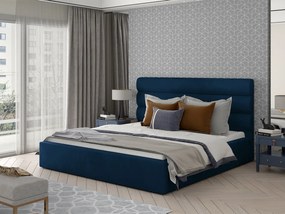 Letto matrimoniale con box contenitore Provenza - 160 x 200 cm , Tessuto blu