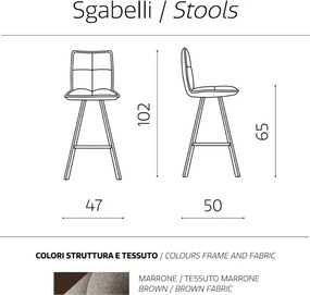 Sgabello cucina tessuto Marrone - bar SILA 2 sgabelli