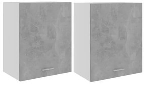 Armadi Sospesi 2 pz Grigo Cemento 50x31x60 cm in Truciolato