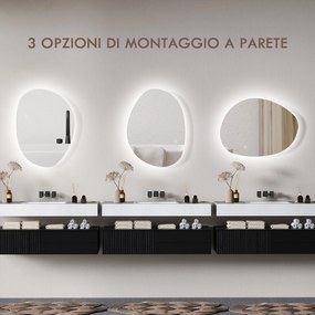 Specchio da Bagno con Luce LED Regolabile 70x5x50 cm in Vetro Temperato...