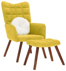 Poltrona Relax Con Poggiapiedi Giallo İn Velluto /