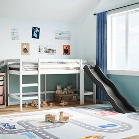 Letto a soppalco senza materasso bambini bianco 90x200cm pino