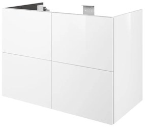 Mobile da bagno sotto lavabo SENSEA Neo bianco laccato lucido L 90 x H 64 x P 48 cm 4 cassetti, lavabo non incluso