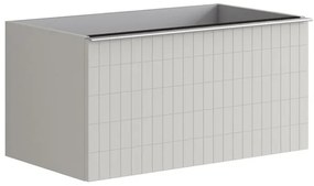 Mobile da bagno sotto lavabo Pixel grid grigio pastello e maniglia alluminio brillante laccato L 80 x H 40 x P 45.5 cm 2 cassetti, lavabo non incluso