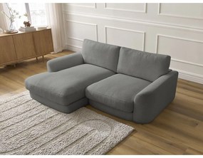 Divano angolare grigio scuro (con penisola a sinistra/con chaise lounge) con rivestimento in bouclé Leonore – Bobochic Paris