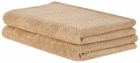 Set di 2 asciugamani cotone beige MITIARO Beliani