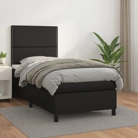 Giroletto A Molle Con Materasso Nero 90x190 Cm İn Similpelle /