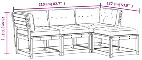 Set Divani da Giardino 4 pz con Cuscini Legno Massello di Pino