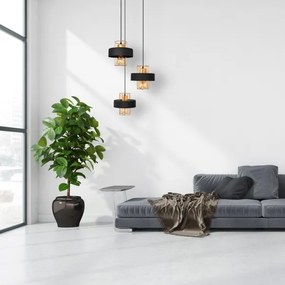 Lampadario a sospensione con filo VOLTA 3xE27/15W/230V nero/oro