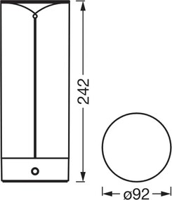 Osram - Lampada da tavolo per esterni ENDURA STYLE LED con dimmer a sfioramento, 1,5W/5V, 2500 mAh, IP54, antracite
