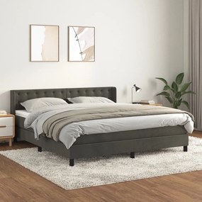 Giroletto A Molle Con Materasso Grigio Scuro 160x200 Cm Velluto /