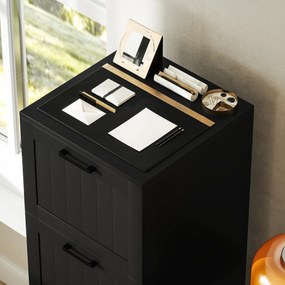 Cassettiera Portadocumenti a 4 Cassetti 40x40x131 cm 2 Serrature in Legno Nero...