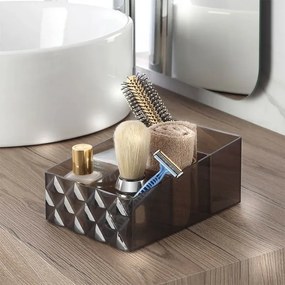 Organizer porta trucchi e cosmetici in plastica nero fumè con 4 scomparti