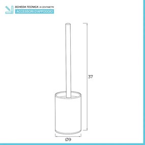 Portascopino bagno in acciaio inox finitura satinata e setole nere