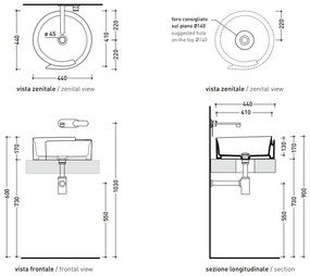 Ceramica Flaminia Roll lavabo tondo 44 cm da appoggio senza troppopieno in ceramica bianco