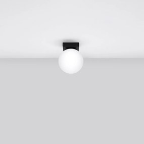 Lampada da soffitto nera con paralume in vetro ø 12 cm Umerta - Sollux