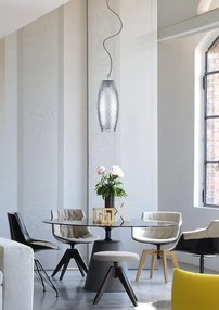 Lampadario Glamour Leila cromo paralume fumo E27 Ø18cm NOVECENTO
