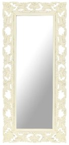 Specchio Intagliato A Mano Bianco 110x50cm İn Massello Di Mango /