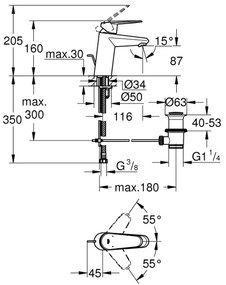 GROHE 3319020E - Miscelatore per lavabo EURODISC COSMOPOLITAN taglia S, cromato