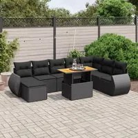 Set Divani da Giardino 9 pz con Cuscini Nero in Polyrattan 3275848