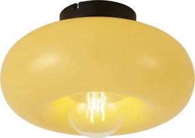 Plafoniera retrò nera con vetro giallo 30cm - Glaze