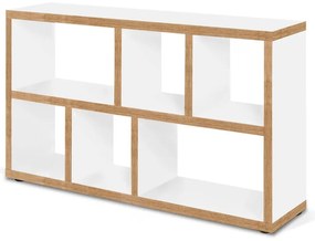 Libreria bianca con bordo in legno 150x83 cm Berlin - TemaHome