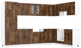 Mobile cucina  &quot;&quot;kalmar&quot;&quot; con doppio lavello in rovere affumicato legno ingegnerizzato