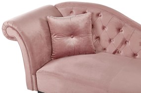 Chaise longue per lato sinistro in velluto rosa LATTES Beliani