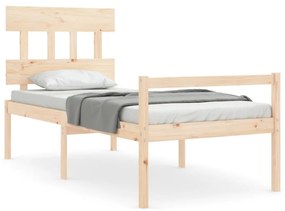 Letto per anziani con testiera 90x200 cm in legno massello