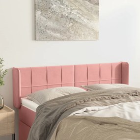 Testiera Ad Orecchio Rosa 147x16x78/88 Cm İn Velluto /