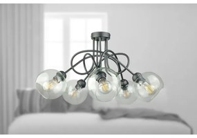 Lampadario a plafone EVIE 5xE27/60W/230V antracite/limpido