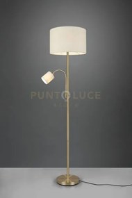 Hotel piantana ottone satinato con lampada da lettura paralumi bian...