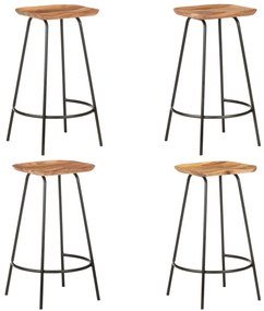 Sgabelli Da Bar 4 Pz İn Legno Massello Di Acacia /