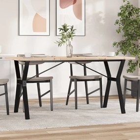 Tavolo Da Pranzo Telaio A Y 160x80x75,5 Cm Legno Pino E Acciaio /