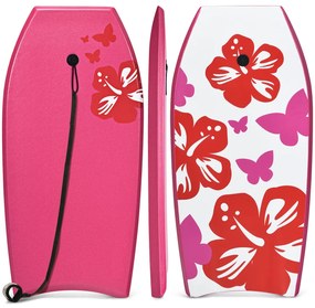 Costway Bodyboard con centro in EPS superficie in XPE e base in HDPE, bodyboard 105 x 51 cm leggero con cordino per polso, Rosa