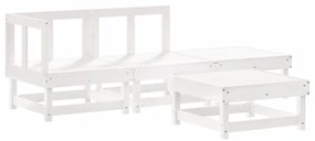 Set salotto da giardino 4 pz bianco in legno massello di pino