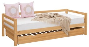 Letto da bambini estraibile di colore naturale in pino massiccio 90x200 cm Alpi – Støraa