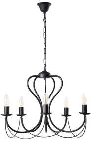 ONLI - Lampadario a sospensione con catena CANDELA 5xE14/6W/230V nero