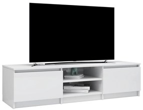Mobile Porta TV Bianco Lucido 140x40x35,5 cm Legno Multistrato