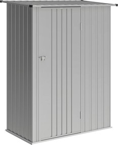 Capanno Porta Attrezzi 142x86x189 cm con Tetto Inclinato e Porta Bloccabile in Metallo Argento...