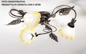 Plafoniera tristano marrone 5 luci attacco e14d. 68x20cm in metallo...
