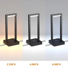 Lampada da Tavolo Ricaricabile 2.2W IP54 CCT Serie VELA - Nera