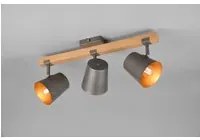 Faretto 3 Spot Orientabile Legno E Metallo Nichel Bell Trio Lighting