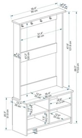 Mobile Ingresso 90 Cm Con Appendiabiti Panca E Vani A Giorno Carmela Rovere Bianco