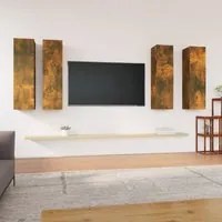 Mobili TV 4 pz Rovere Fumo 30,5x30x110 cm in Legno Multistrato 3120332