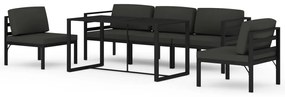 Set divani da giardino 6 pz con cuscini in alluminio antracite