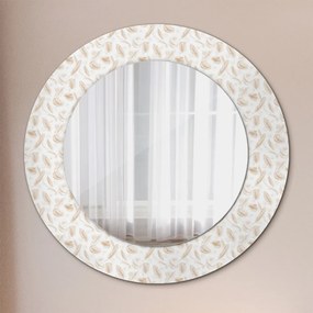 Specchio rotondo cornice con stampa Piume fi 50 cm