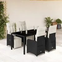 Set Bistr da Giardino 5 pz con Cuscini in Polyrattan Nero 3277137