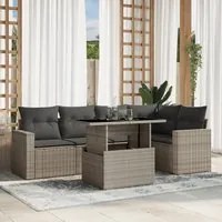 Set Divano da Giardino 6pz con Cuscini Grigio Chiaro Polyrattan 3267262